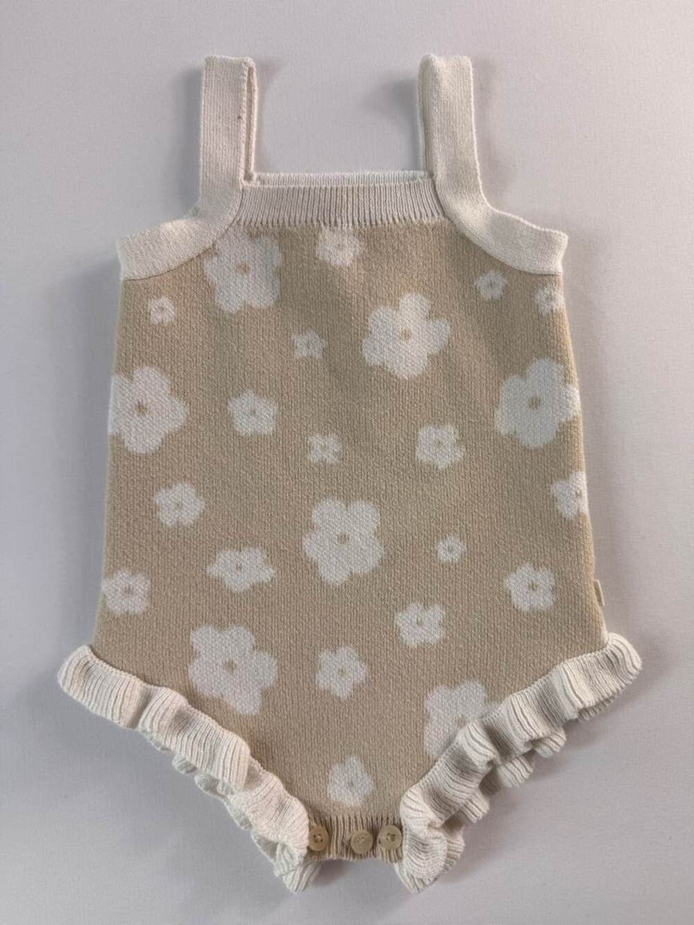 Snug Tan Floral Ruffle Bodysuit Size 6-9M